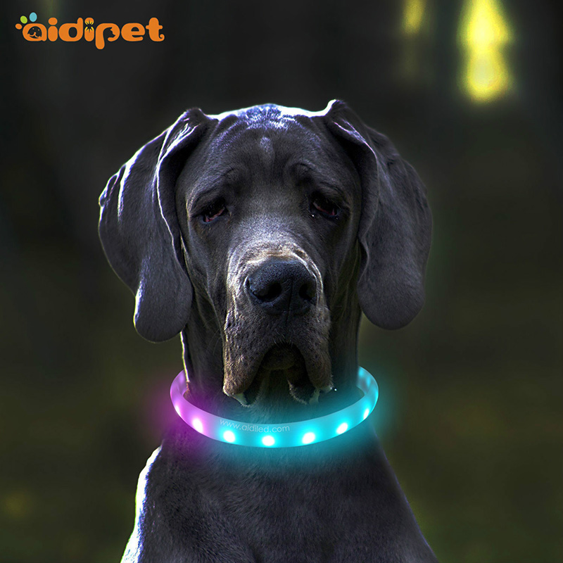 Promotional Colorful USB Rechargeable Blinkande Silikon LED Dog Collar