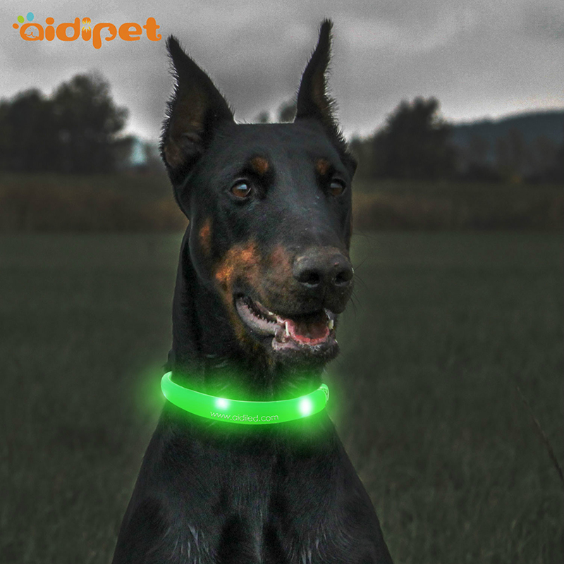 Custom Personalized Logo Silikon Justerbar Led Pet Dog Collar Making Supplies
