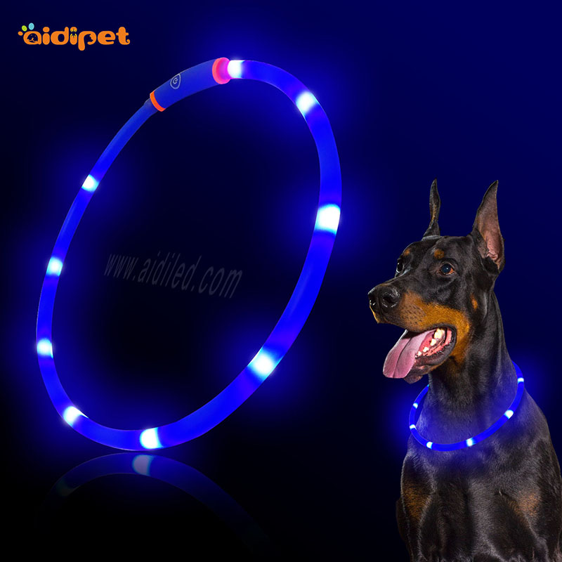 Hund Blinkande Led Collar Soft TPR Material USB Uppladdningsbar Super Bright Led Dog Collar Skär till olika storlek för att passa valpar